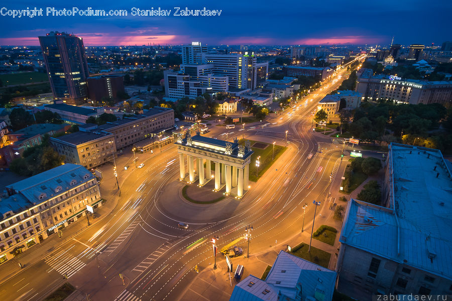 City, Downtown, Aerial View, Metropolis, Urban, Freeway, Road