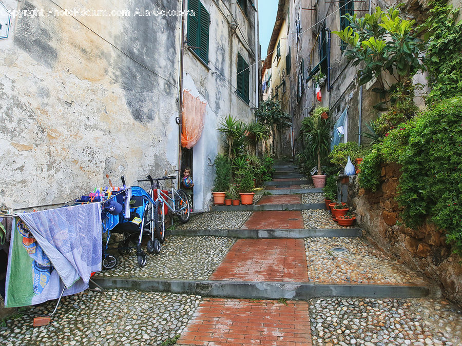 Alley, Alleyway, Road, Street, Town, Bicycle, Bike