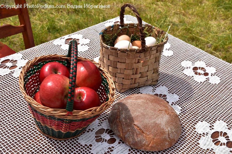 Chair, Furniture, Bowl, Basket, Fruit, Eating, Picnic