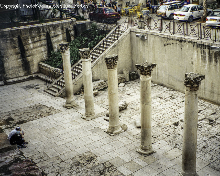Cab, Car, Taxi, Vehicle, Architecture, Column, Parthenon