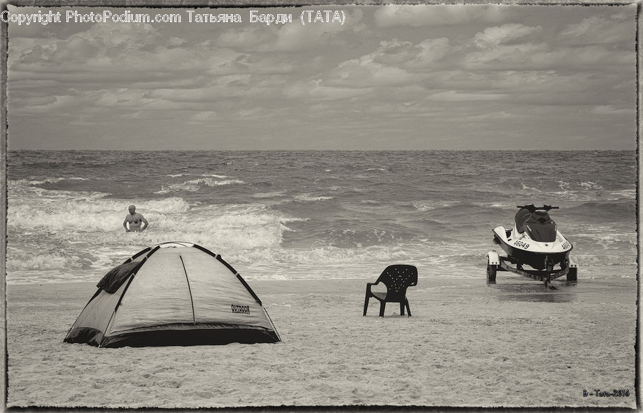 Tent, Jet Ski, Outdoors, Sea, Water, Ocean, Beach