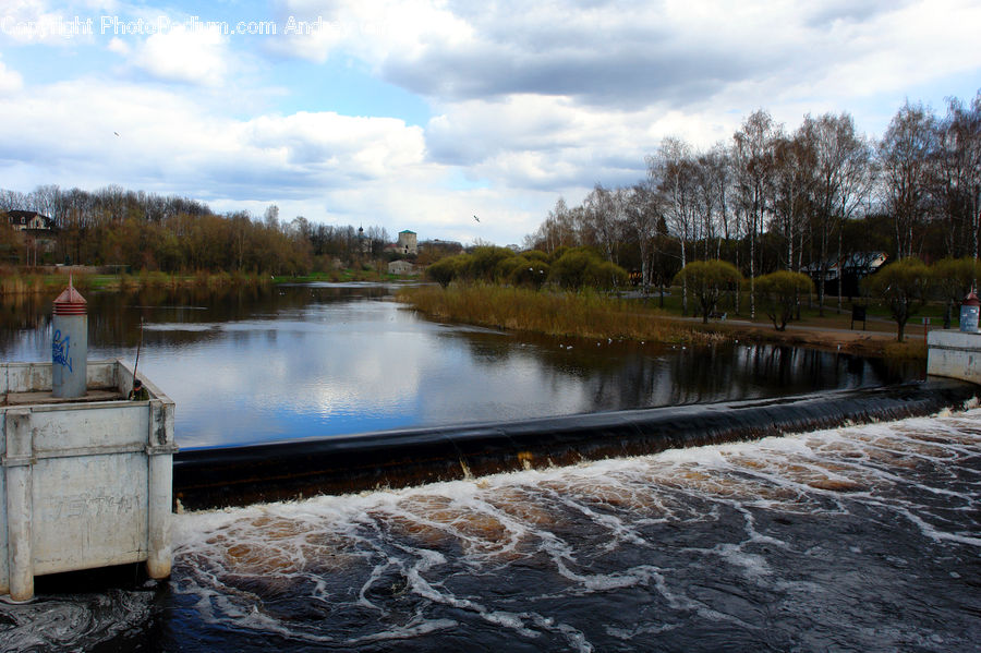 Bench, Canal, Outdoors, River, Water, Plant, Tree