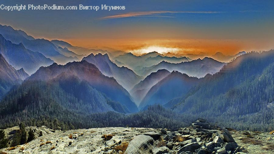 Dawn, Dusk, Sky, Sunrise, Sunset, Crest, Mountain