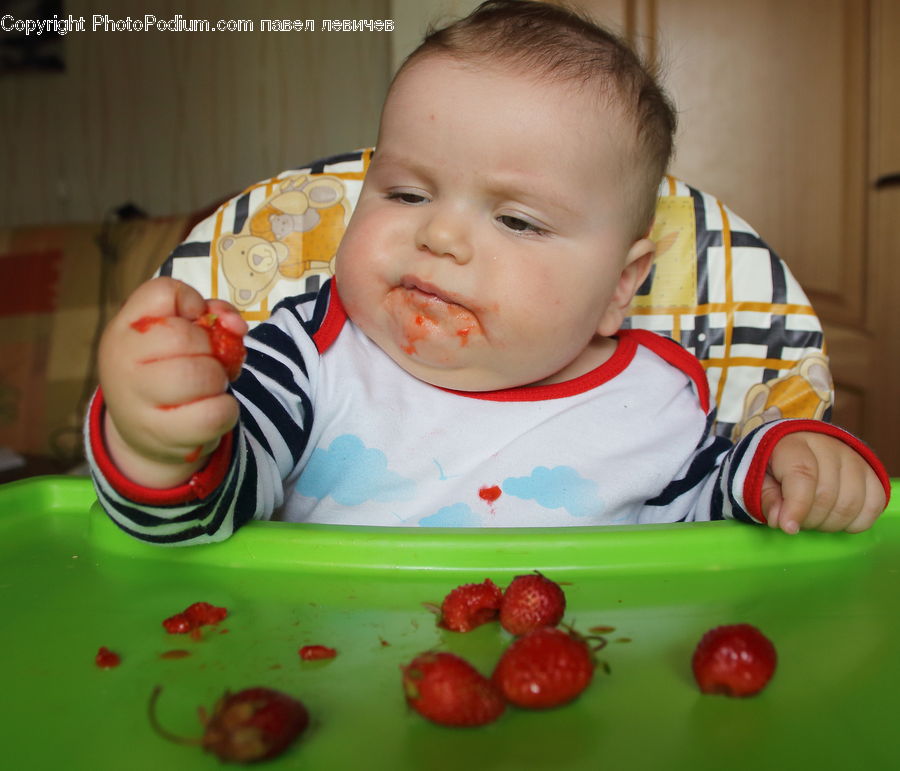 People, Person, Human, Fruit, Raspberry, Bib, Footwear