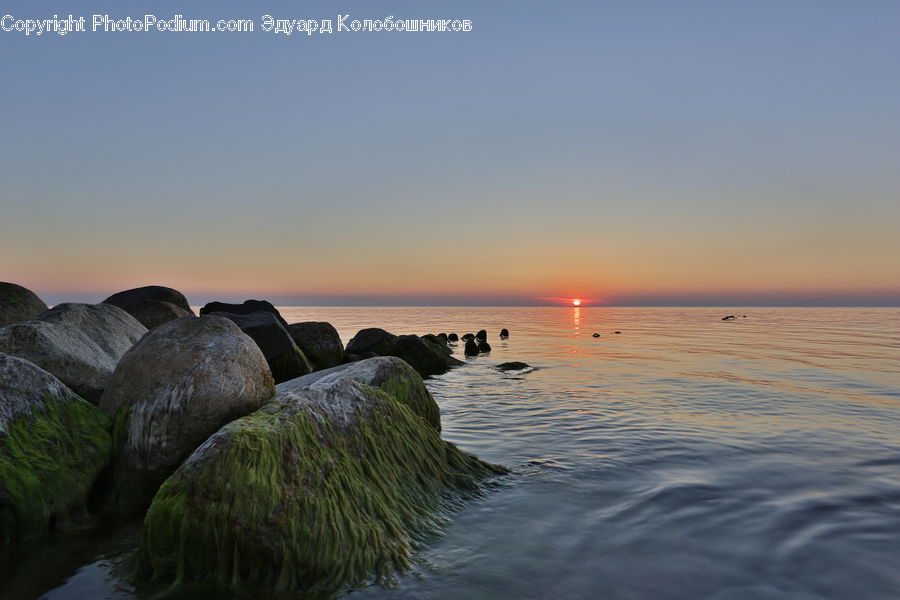Coast, Outdoors, Sea, Water, Rock, Dawn, Dusk