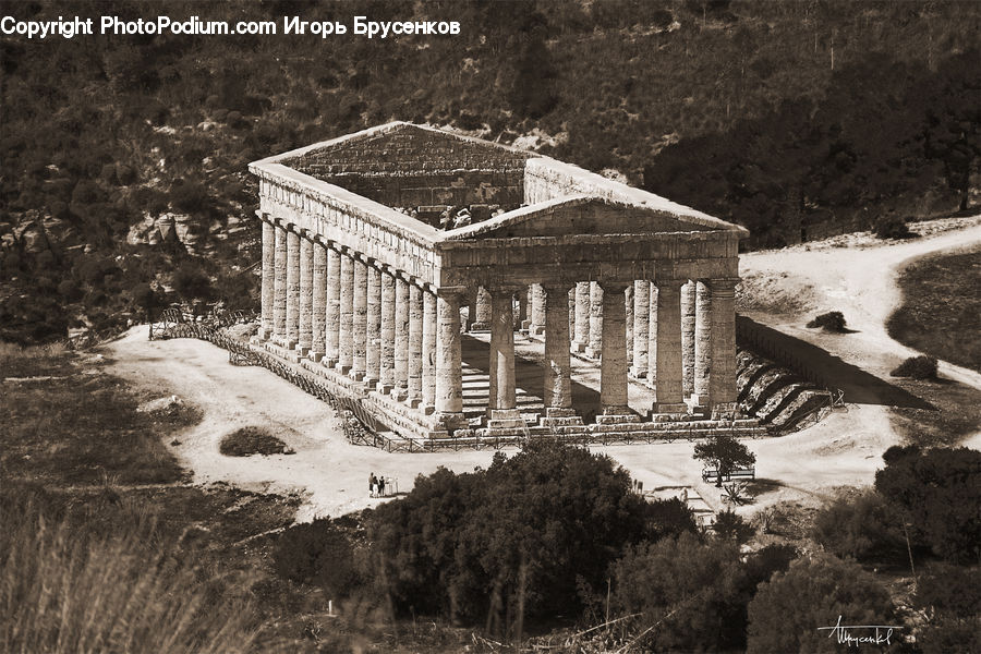 Architecture, Column, Parthenon, Temple, Worship, Aerial View, Gazebo