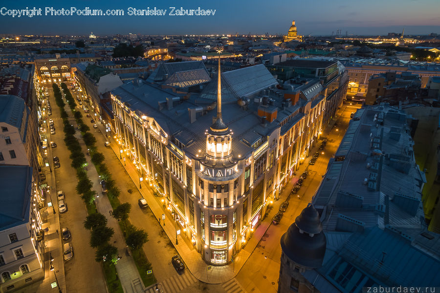 Aerial View, Train, Vehicle, City, Downtown, Metropolis, Urban
