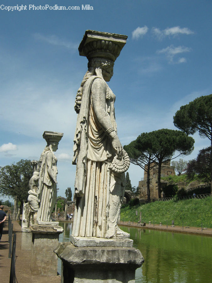 Fountain, Water, Tomb, Art, Sculpture, Statue, Bench