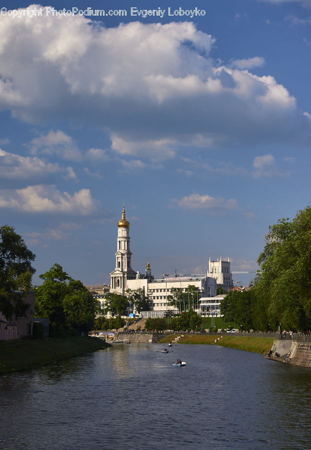 Architecture, Bell Tower, Clock Tower, Tower, Outdoors, River, Water