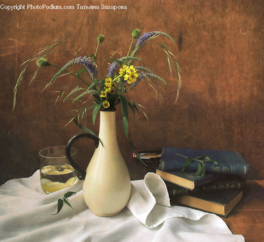 Plant, Potted Plant, Book, Text, Jar, Porcelain, Vase