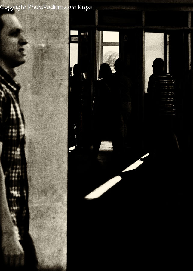 Silhouette, Plaid, Person, Portrait, Asphalt, Tarmac