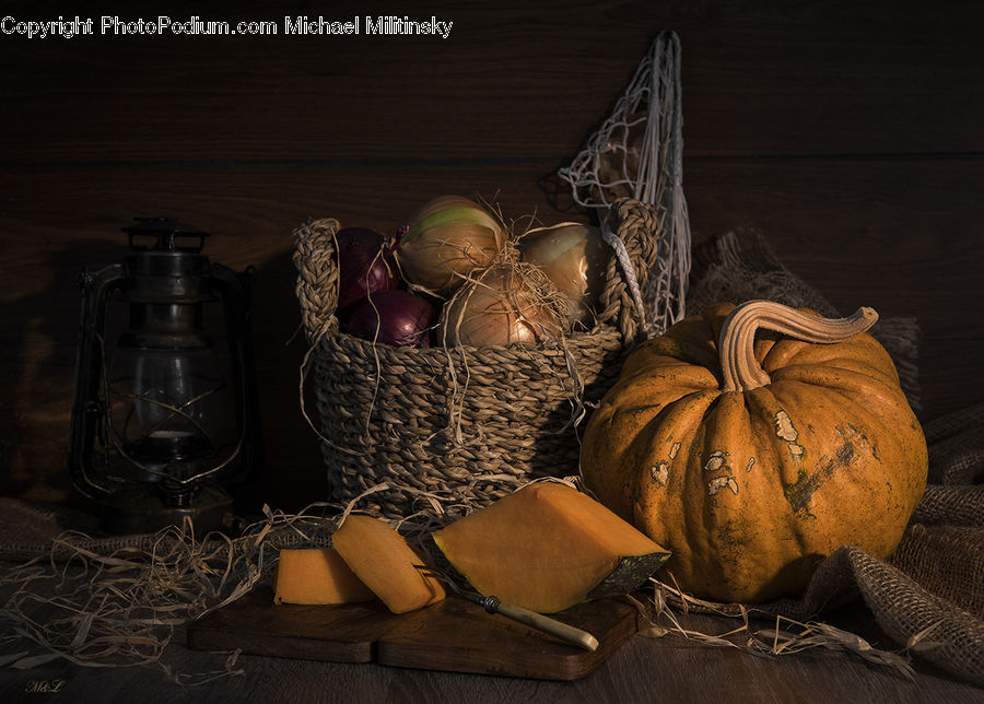 Garlic, Plant, Basket