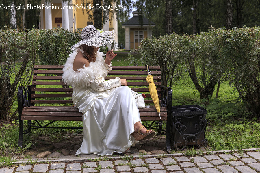People, Person, Human, Robe, Park Bench, Bench, Bonnet