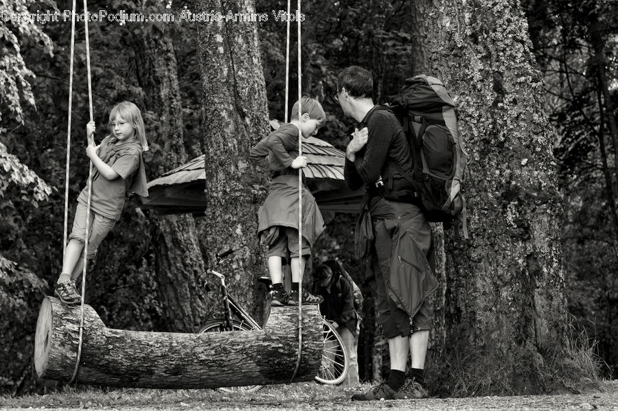 People, Person, Human, Playground, Swing, Bench, Backpack