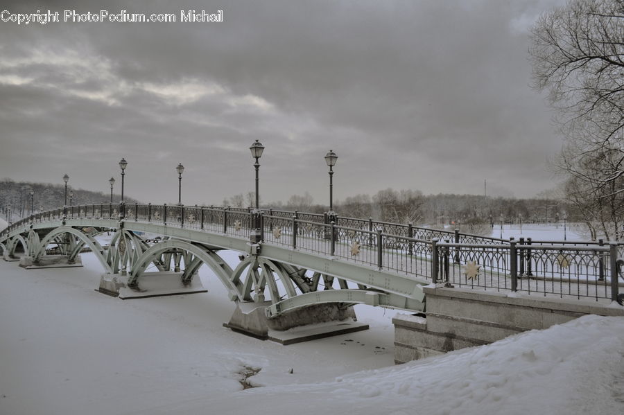 Ice, Outdoors, Snow, Arch, Bridge, City, Downtown