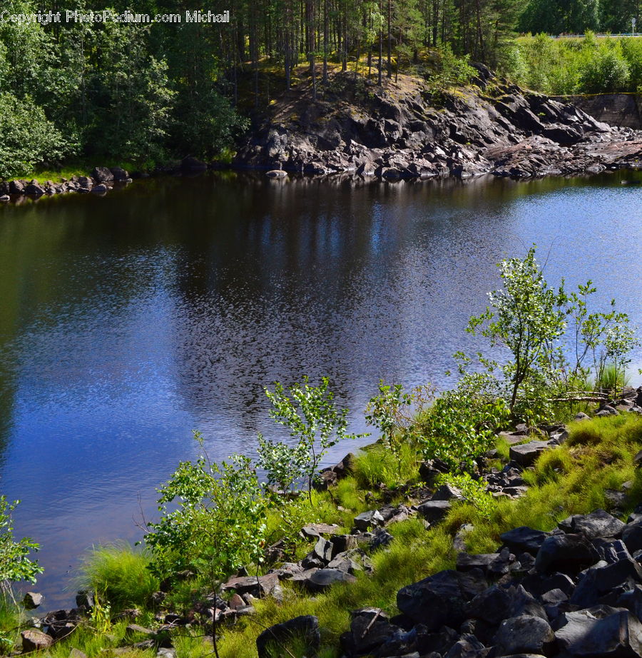 Outdoors, Pond, Water, Creek, River, Rock, Forest