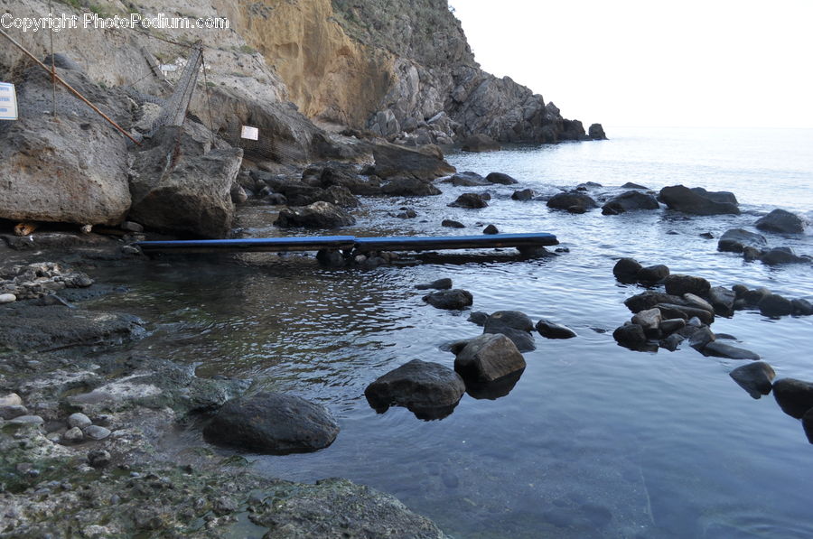 Rock, Cliff, Outdoors, Promontory, Bird, Waterfowl, Coast