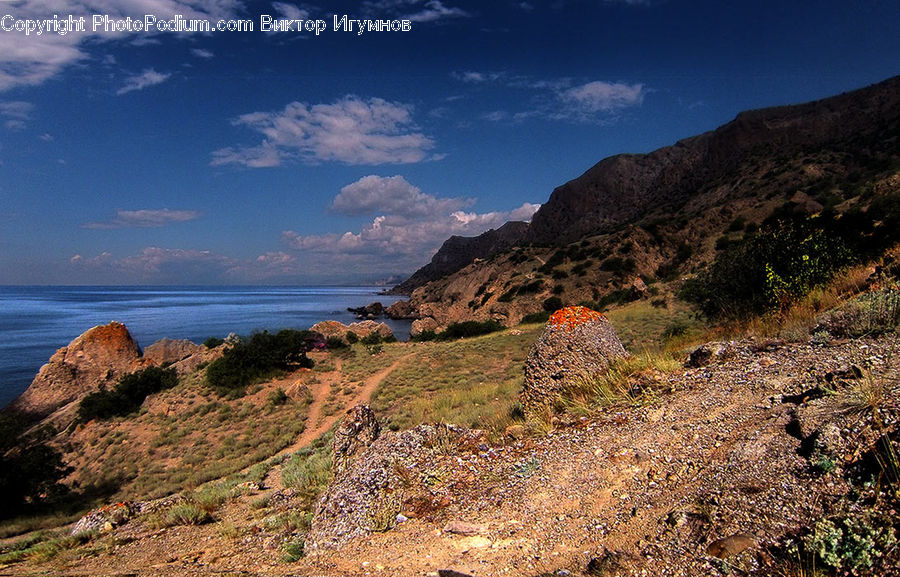 Grassland, Mound, Coast, Outdoors, Sea, Water, Rock