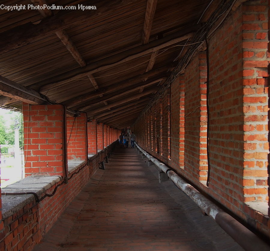 Brick, Corridor, Path, Sidewalk, Walkway, Building