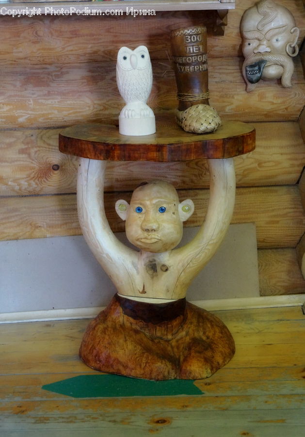 Coffee Table, Furniture, Table, Art, Sculpture, Statue, Head