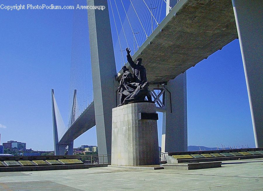 Freeway, Overpass, City, Downtown, Urban, Column, Monument