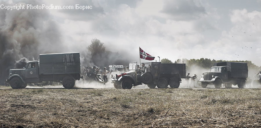Tractor, Vehicle, Field, Car, Van, Automobile, Engine