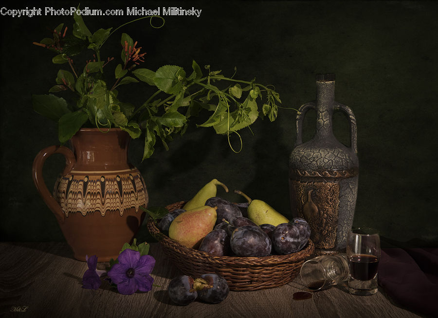 Plant, Potted Plant, Glass, Pot, Pottery, Goblet, Fruit