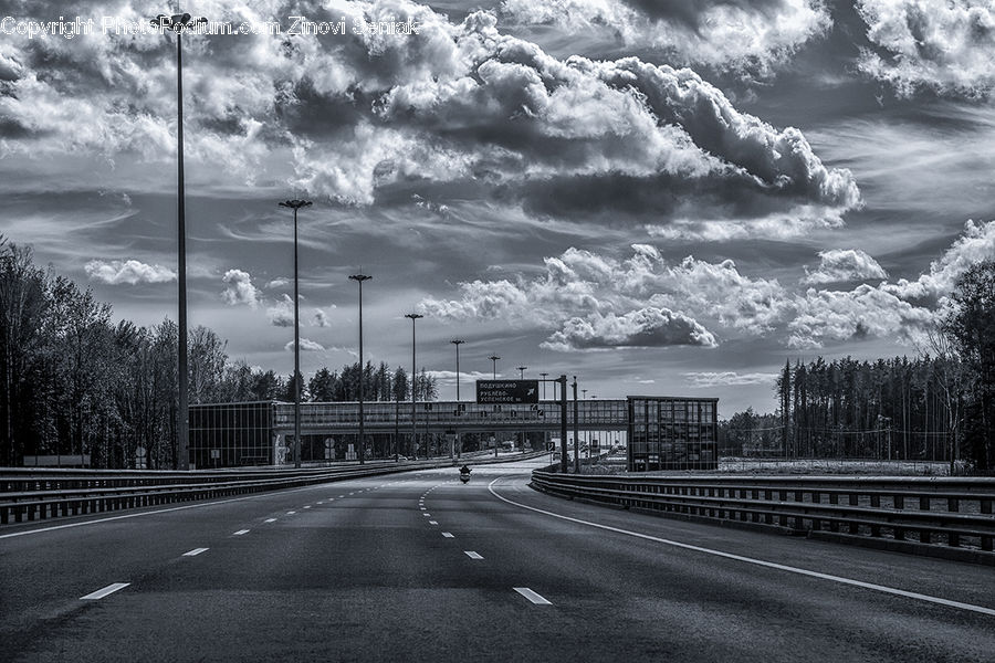Cloud, Cumulus, Sky, Azure Sky, Outdoors, Road, Freeway
