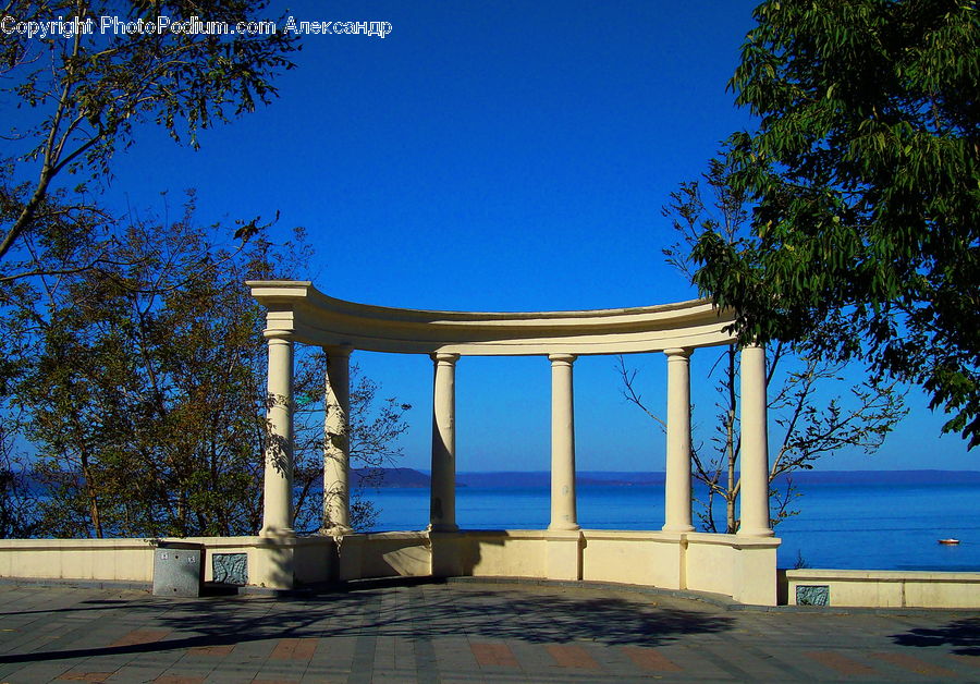 Column, Pillar, Gazebo, Plant, Potted Plant, Tree, Bench