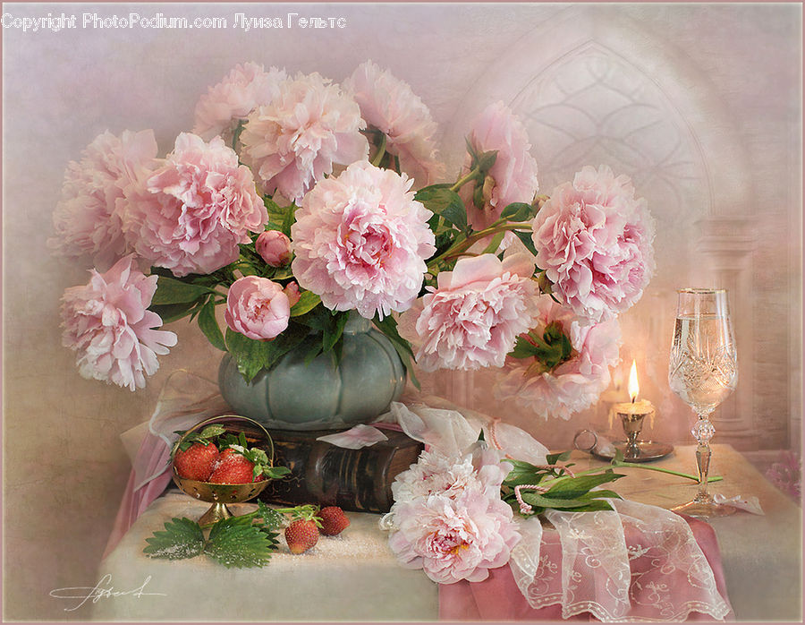 Blossom, Flower, Peony, Plant, Fruit, Strawberry, Floral Design