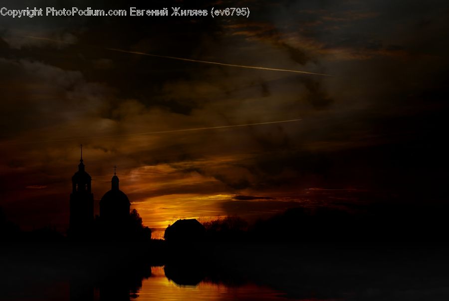 Silhouette, Dusk, Outdoors, Sky, Sunlight, Sunrise, Sunset