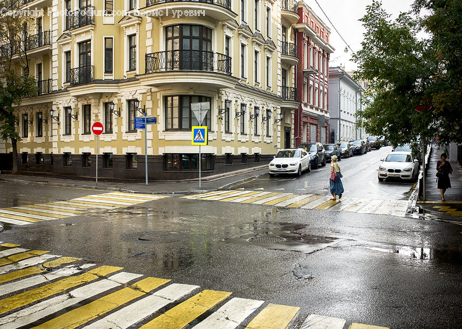 Asphalt, Road, Zebra Crossing, Intersection, City, Downtown, Street