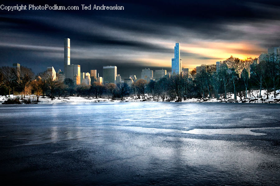 City, Downtown, Metropolis, Urban, Ice, Outdoors, Snow