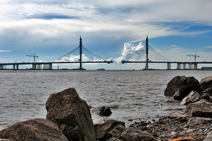 Bridge, Coast, Outdoors, Sea, Water, Rock, Construction