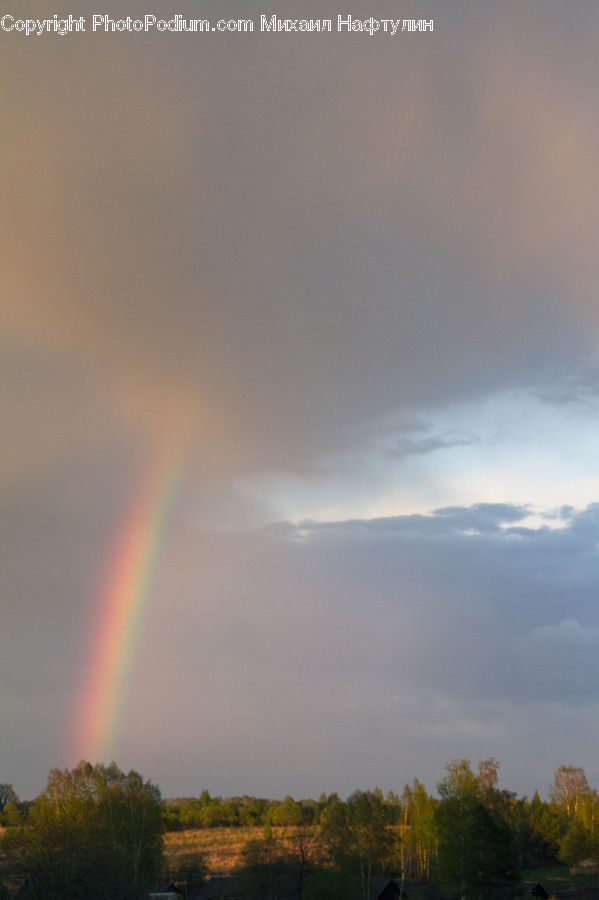 Outdoors, Rainbow, Sky, Azure Sky, Cloud, Field, Grass
