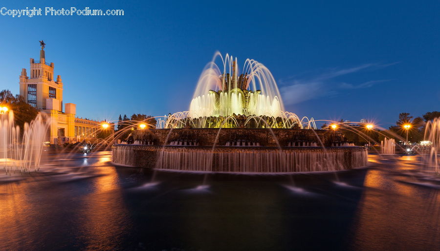 Fountain, Water, Architecture, Downtown, Plaza, Town Square, Convention Center