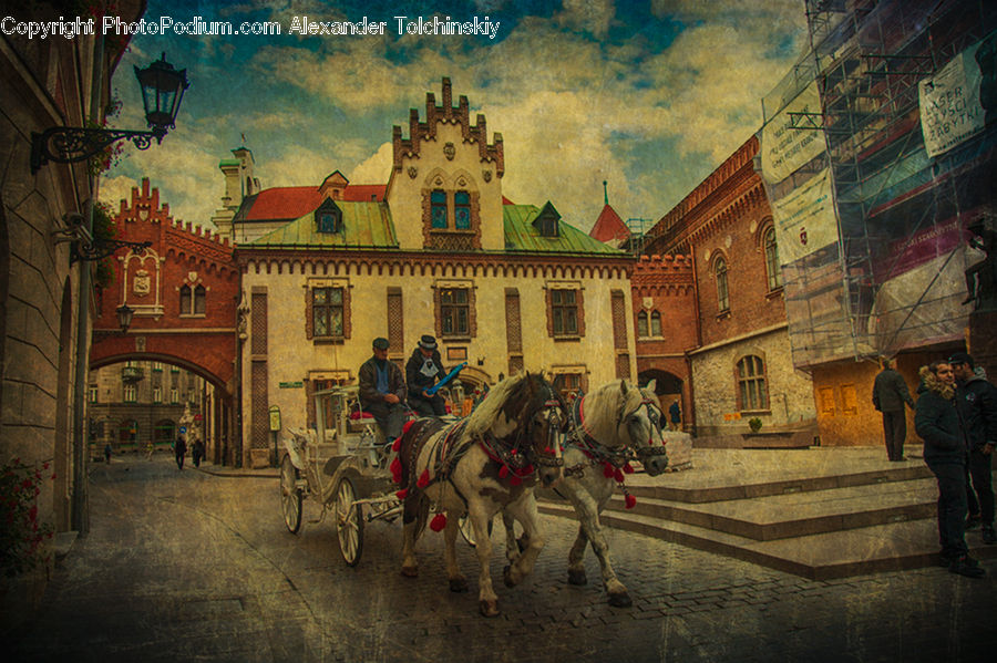 Animal, Horse, Mammal, Brick, Car, Wagon, Architecture