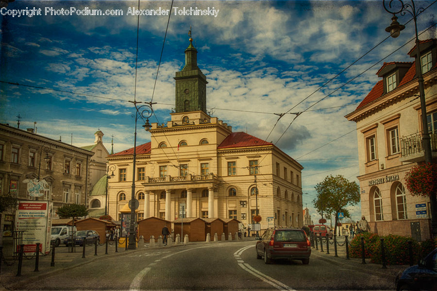 Bench, Architecture, Downtown, Plaza, Town Square, Road, Street