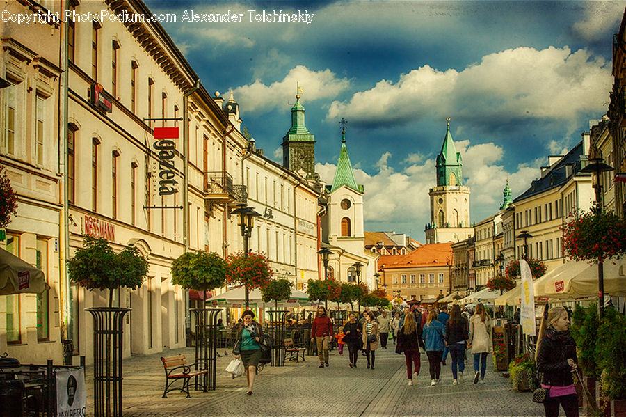 Balcony, Architecture, Downtown, Plaza, Town Square, Town, Bell Tower