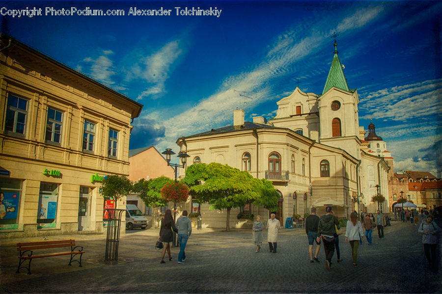 Bench, People, Person, Human, Architecture, Downtown, Plaza