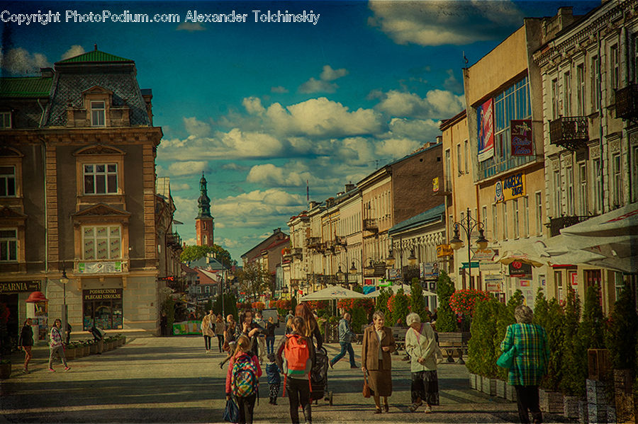 Architecture, Downtown, Plaza, Town Square, Pedestrian, Person, Brick