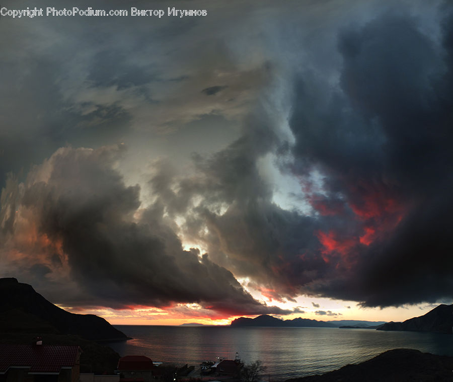 Azure Sky, Cloud, Outdoors, Sky, Eruption, Volcano, Dusk