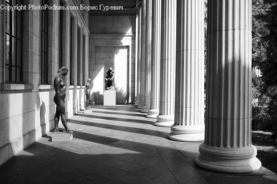 Column, Pillar, Boardwalk, Path, Pavement, Sidewalk, Walkway