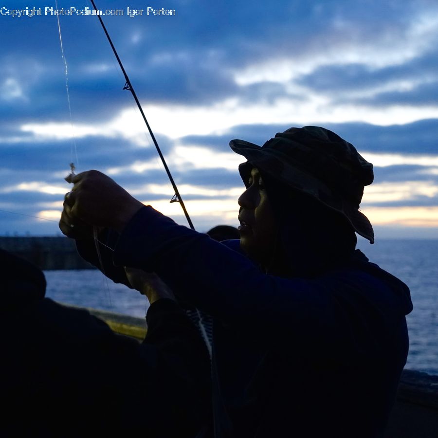 People, Person, Human, Fishing, Silhouette, Landscape, Nature