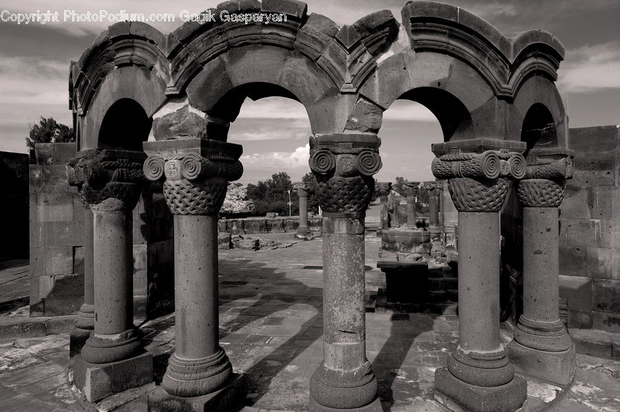Column, Pillar, Arch, Brick, Cross, Crypt, Rubble