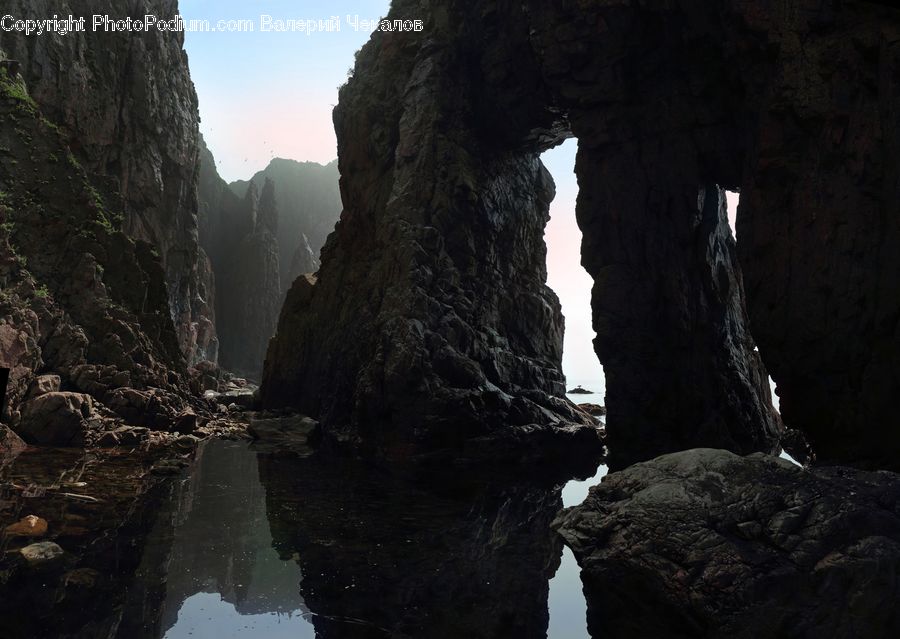 Cave, Hole, Cliff, Outdoors, Rock, Arch, Creek