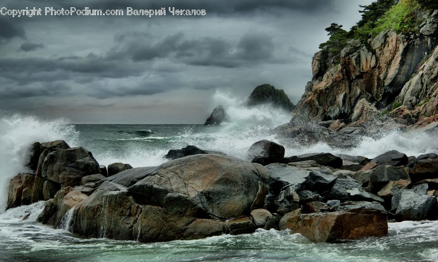 Rock, Outdoors, Sea, Sea Waves, Water, Coast, Beach