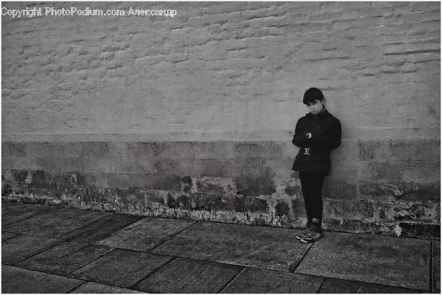 Human, People, Person, Brick, Fence, Wall, Portrait