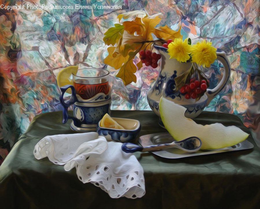 Art, Porcelain, Pottery, Collage, Poster, Dining Table, Furniture