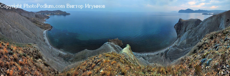 Coast, Outdoors, Sea, Water, Crater, Cliff, Mountain